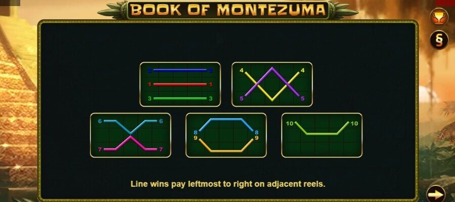 Book of Montezuma lignes de paiement