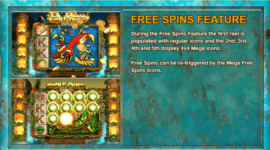 Temple Quest Spinfinity Free Spins